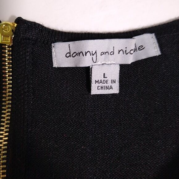 DANNY & NICOLE Midi Knee Dress Drop Waist Fit And Flare  Black Tan Geometric  L - Picture 5 of 8